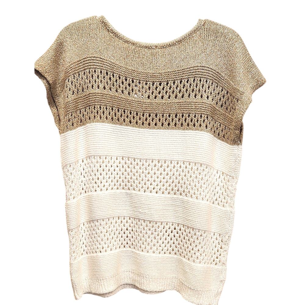 Joseph Ribkoff Color Block Metallic Sweater Knit Pullover, Women's Small